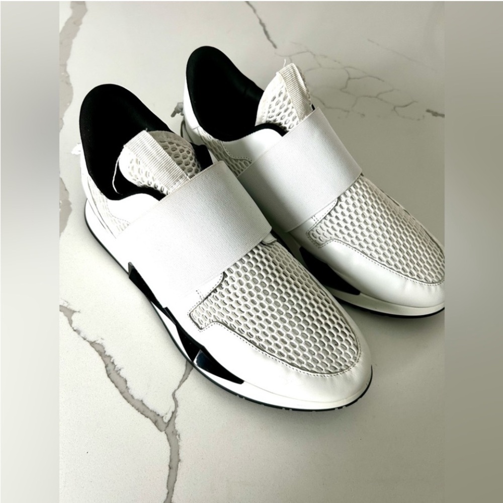 White and Black Givenchy Stretch-Mesh Slip On Sneakers - Picture 16 of 16
